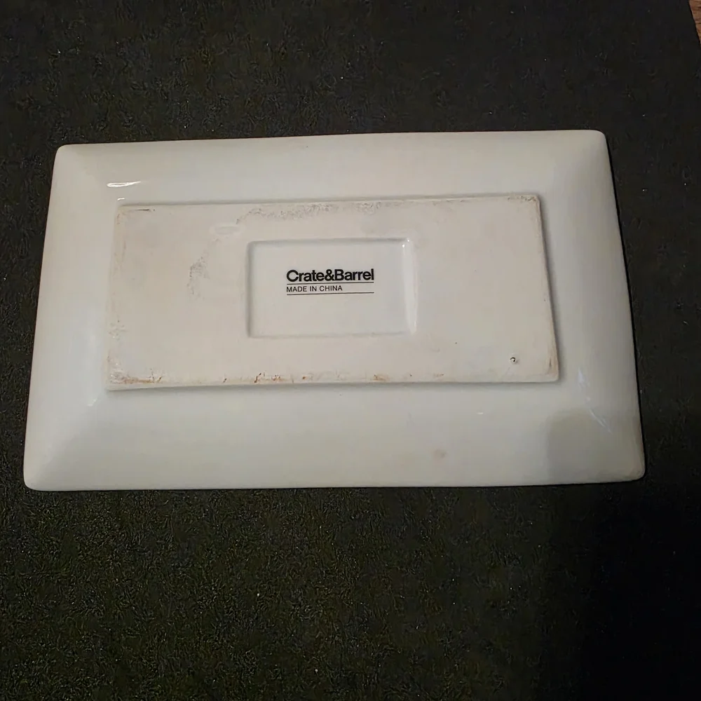 LAMBIC Decorative Ceramic Tray in White and Olive